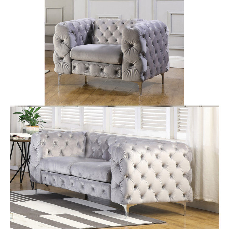 House of Hampton® Rohrbach 2 Piece Velvet Living Room Set Wayfair